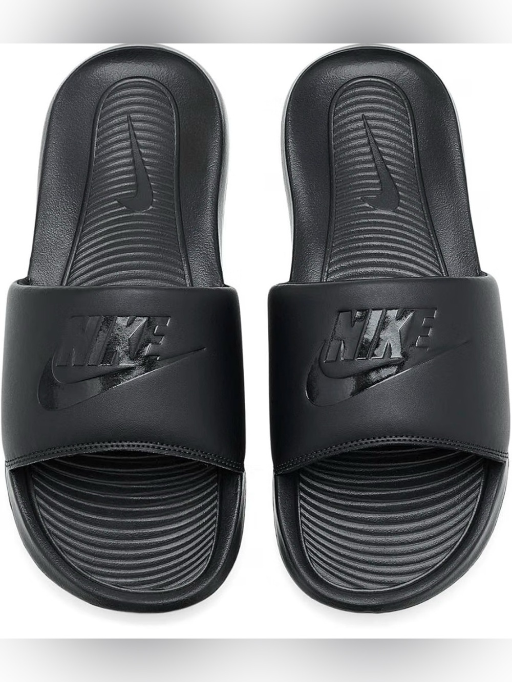 Nike Men’s Black Slide Sandals with Embossed Logo Sz 14